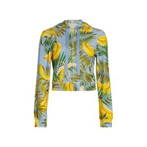 NWT Oscar De La Renta Banana Print Terry Zip Hoodie